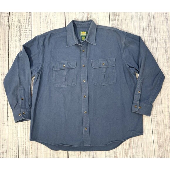 Cabela's Chamois Shirt Mens XL Blue Heavy Flannel Button Up - Picture 1 of 9